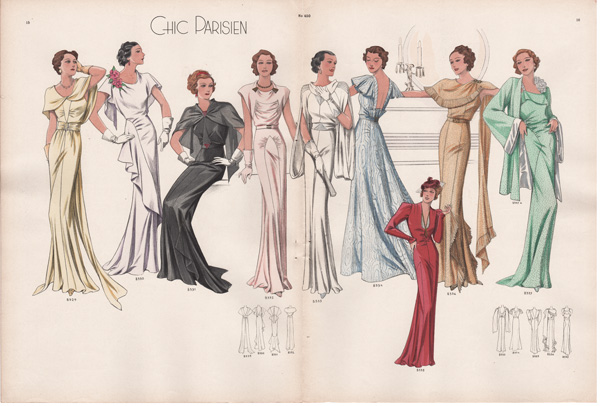 Chic Parisien art deco fashion illustrations 1936